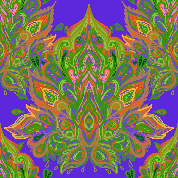 Vector Ornamental Lotus Floral Seamless Pattern Design Ethnic Art Patterned — Stockvector