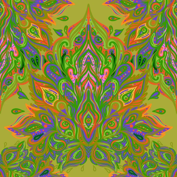 Vector Ornamental Lotus Floral Seamless Pattern Design Ethnic Art Patterned — 图库矢量图片