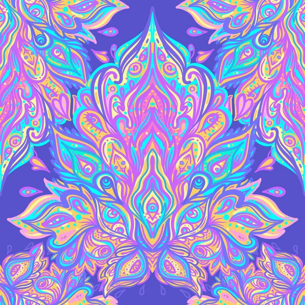 Vector Ornamental Lotus Floral Seamless Pattern Design Ethnic Art Patterned — Vetor de Stock