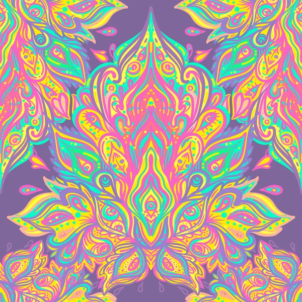 Vector Ornamental Lotus Floral Seamless Pattern Design Ethnic Art Patterned — Vettoriale Stock