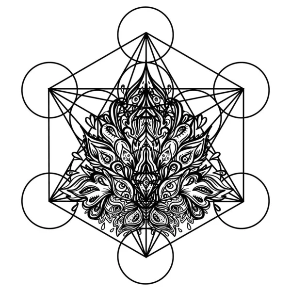 Lotus Heilige Geometrie Ayurveda Symbool Van Harmonie Evenwicht Universum Tattoo — Stockvector