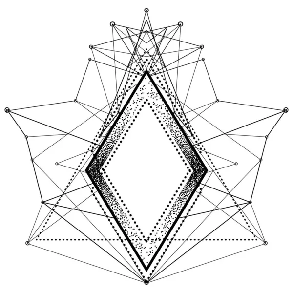 Czarna Ramka Święta Geometria Ayurveda Symbolem Harmonii Równowagi Wszechświata Projekt — Wektor stockowy