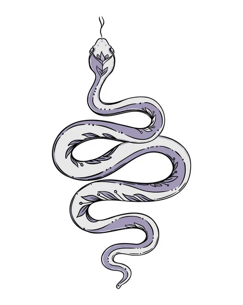 Vector Outline Snake Magic Symbol Serpent Art Trendy Style Wicca — 图库矢量图片