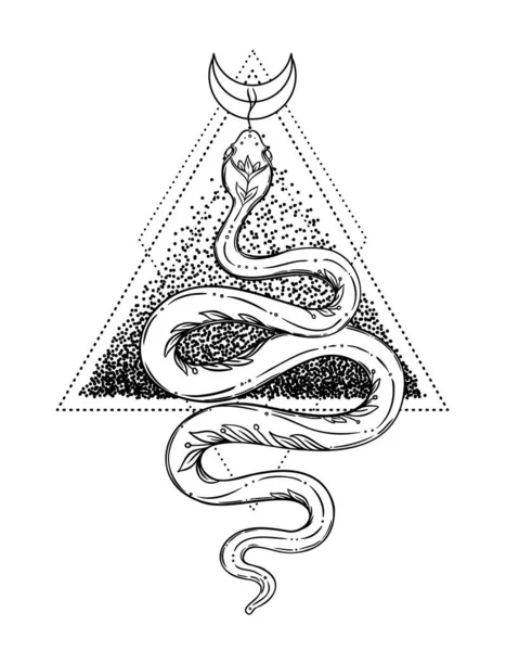 Фази Змії Потрійного Місяця Священна Геометрія Небесний Язичницький Символ Богині — стоковий вектор