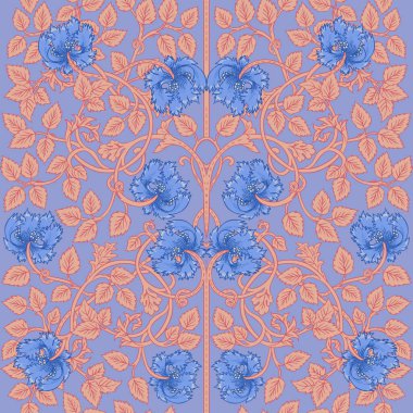 Floral vintage seamless pattern, retro wallpapers. Enchanted Vintage Flowers. Arts and Crafts movement inspired. Design for wrapping paper, wallpaper, fabrics and fashion clothes. Vector illustration clipart