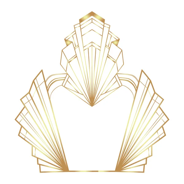 Marco Oro Vintage Art Deco Blanco Sobre Blanco Elemento Diseño — Archivo Imágenes Vectoriales