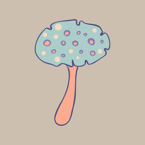 Magic Mushroom Psychedelic Hallucination Vector Illustration Pastel Colors Isolated 60S —  Vetores de Stock