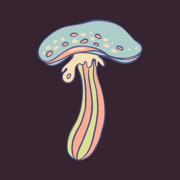 Magic Mushroom Psychedelic Hallucination Vector Illustration Pastel Colors Isolated 60S — ストックベクタ