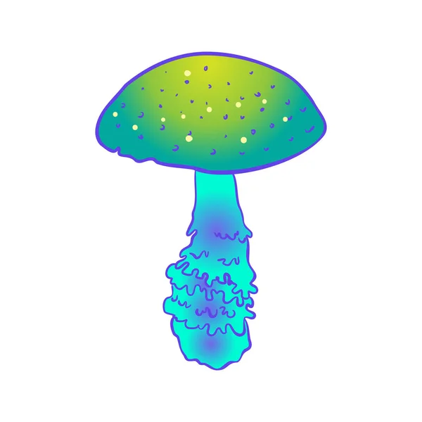 Cogumelos Mágicos Alucinação Psicadélica Ilustração Vetorial Vibrante Isolada Sobre Branco — Vetor de Stock