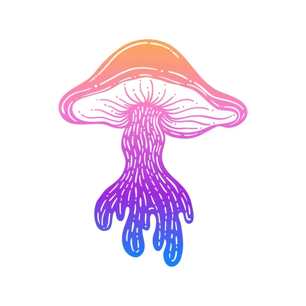 Magic Mushrooms Psychedelic Hallucination Gradient Colorful Vector Illustration Isolated White — Stockvector