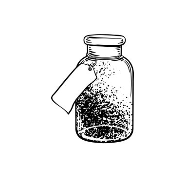 Magic potion. black bottle. Vector illustration isolated on white. Spirituality, occultism, chemistry, magic tattoo concept.