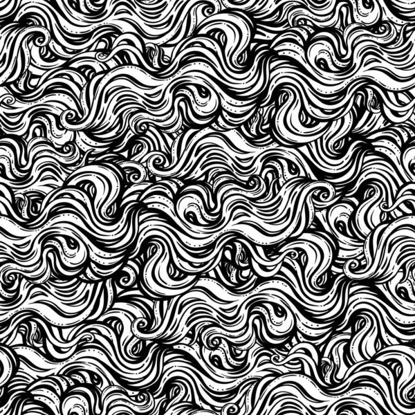 Patrón Abstracto Dibujado Mano Blanco Negro Sin Costura Vectorial Con — Vector de stock