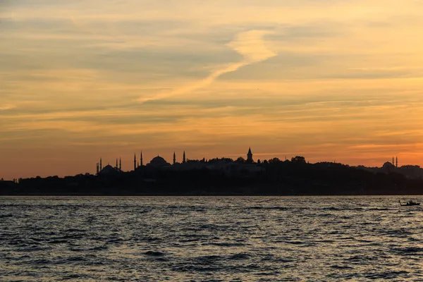 Історичний Півострів Стамбул Кольорах Заходу Сонця Стамбул — стокове фото