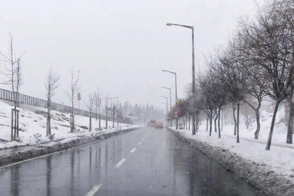 Road Snowy Weather — Zdjęcie stockowe
