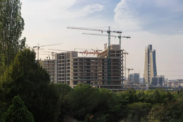 Gökdelenleri olan inşaat alanı, İstanbul-Türkiye arası. 3 Ekim 2018