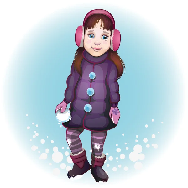 Girl with snowball — Stock Vector