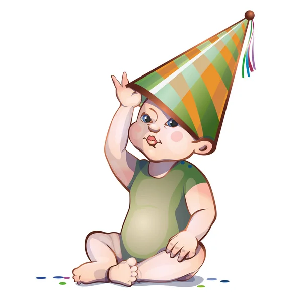 Primer niño de cumpleaños — Vector de stock