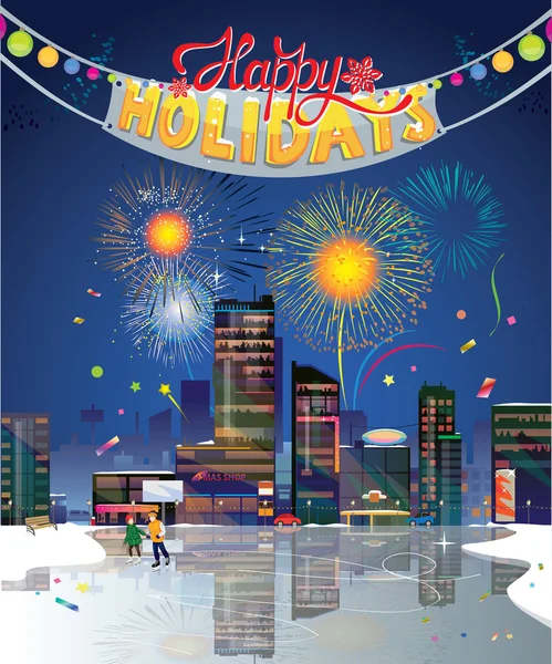 City happy holidays — Stock Vector