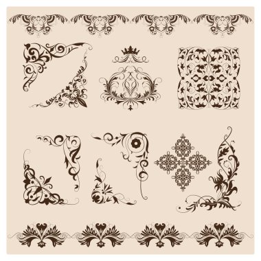 Set with damask ornaments