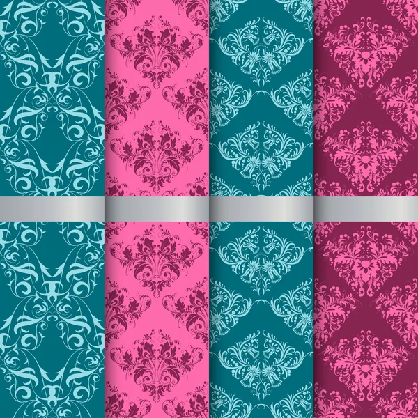 Set filigree damask seamless patterns — Stock Photo, Image