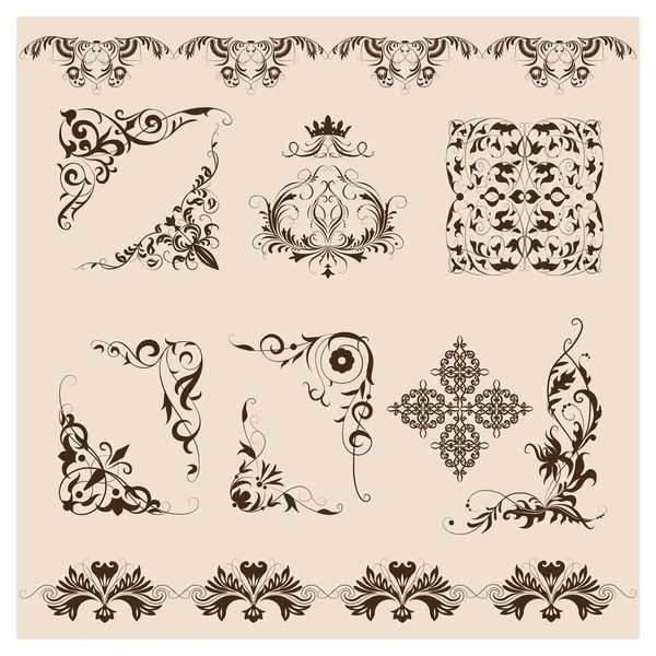 Set with damask ornaments — Stockfoto