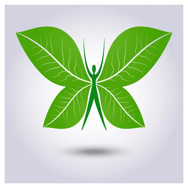 Eco logo mariposa verde — Vector de stock