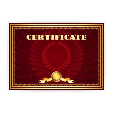 Yatay eski sertifika ile bir defne çelengi