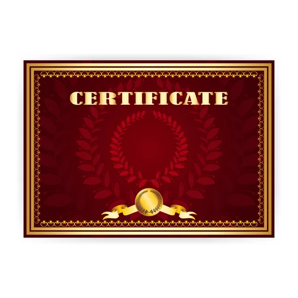 Poziomy stary certyfikat z wieniec laurowy — Wektor stockowy