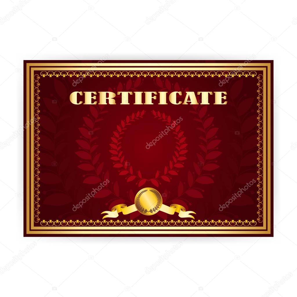 Horizontal old certificate with a laurel wreath
