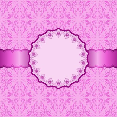 pembe süs vektör davetiyeli