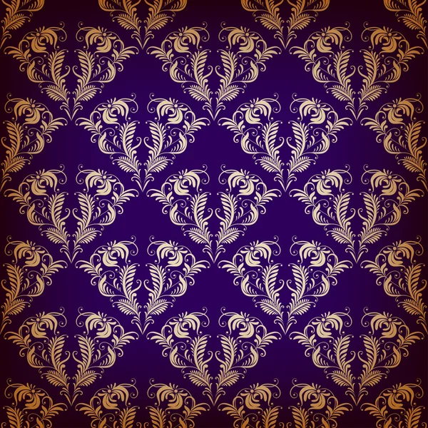 Vector damask seamless on violet background — Stock Vector