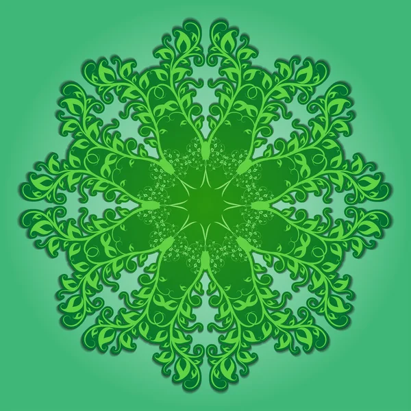 Vector filigree pattern on green — Stock Vector