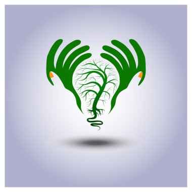 ellerinde yeşil ekoloji ampul simgesi