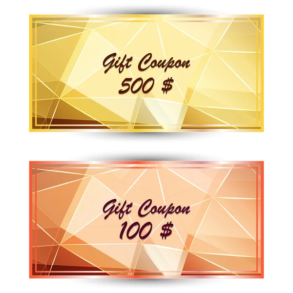 Set gold gift coupon, gift card — Stock Vector