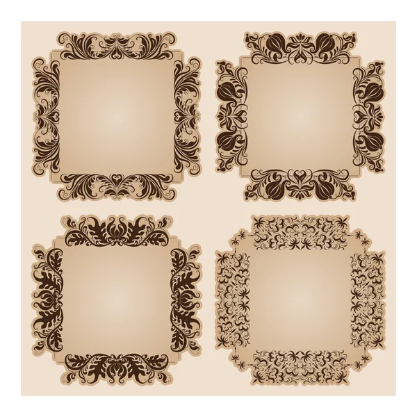 Set frames voor ontwerp op beige — Stockvector