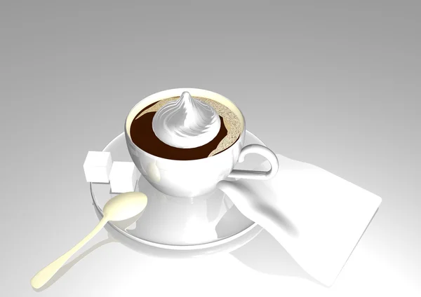 Kawa ze śmietaną i cukrem — Zdjęcie stockowe