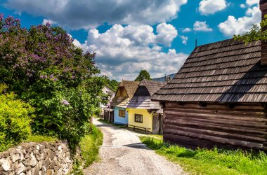 Street in the Vlkolinec village,Slovakia clipart