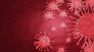 3D Coronavirus 2019-nCoV ve virüs geçmişini COVID-19 Corona virüs salgını ve salgın sağlık riski kavramı ile donatır..