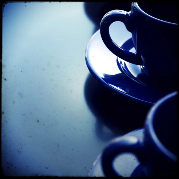 Blue empty coffee cups — Stock Photo, Image