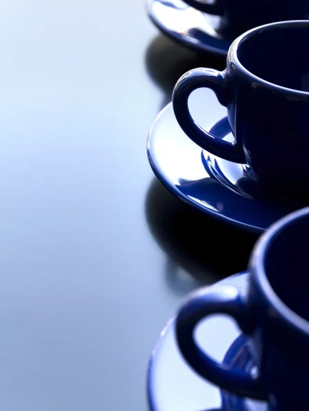 Blue empty coffee cups — Stock Photo, Image