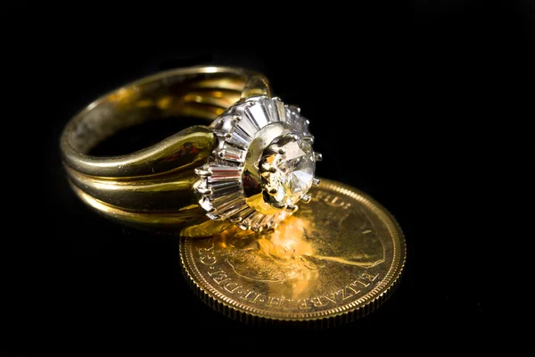 Precious ring with diamonds — Stock Photo, Image