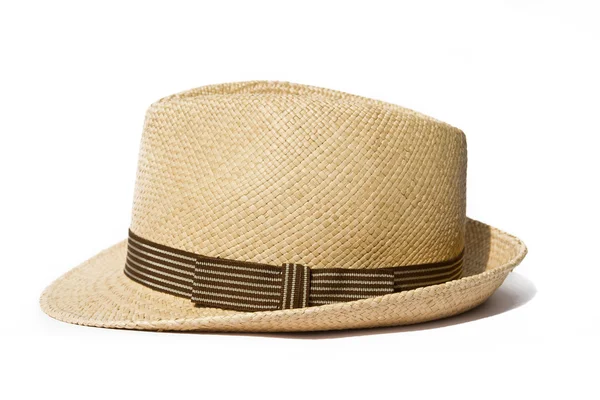 Καλοκαίρι ψάθινο καπέλο απομονωμένο σε λευκό φόντο — Φωτογραφία Αρχείου