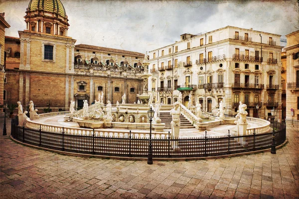 Palermo, Piazza Pretoria — Stock fotografie