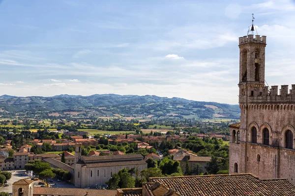 Panoramautsikt Över Den Antika Staden Gubbio Medeltida Stad Umbrien Centrum — Stockfoto