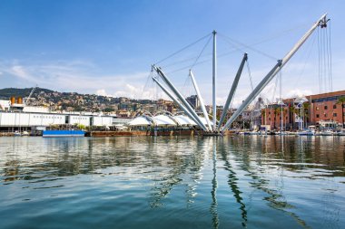 İtalya 'nın Biyosfer ile antik Cenova limanının güzel manzarası