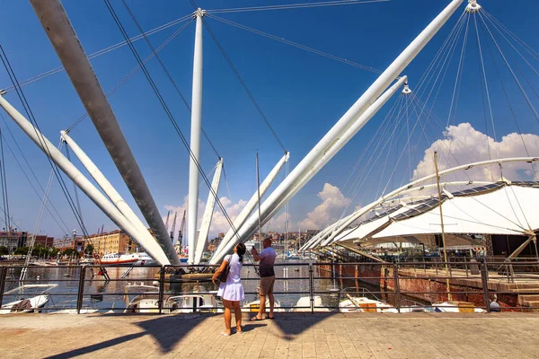 Splendida Vista Sull Antico Porto Genova Città Ligure — Foto Stock