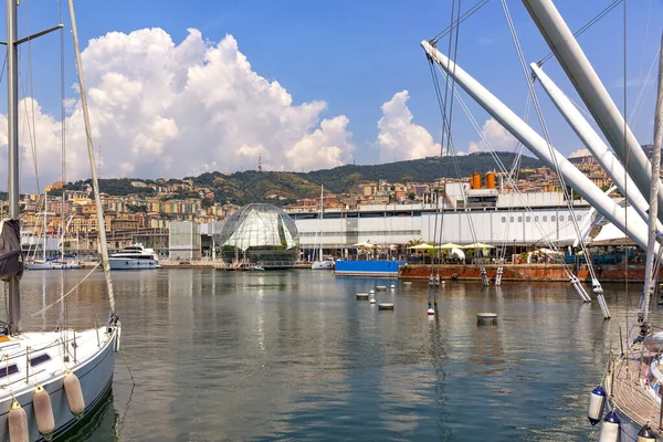 Belle Vue Sur Ancien Port Gênes Avec Biosphère Italie — Photo