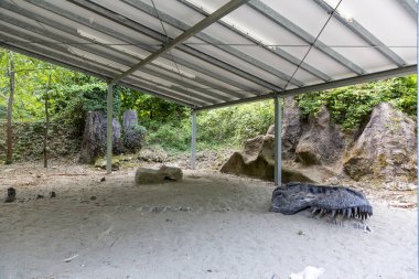 BUSSOLENGO, ITALY, 2019 July 20: lifesize reconstruction of a giant dinosaur in the Natura Viva Park, Bussolengo, Italy.