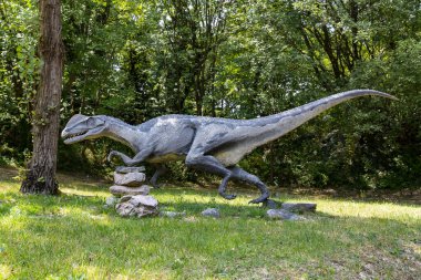BUSSOLENGO, ITALY, 2019 July 20: lifesize reconstruction of a giant dinosaur in the Natura Viva Park, Bussolengo, Italy.