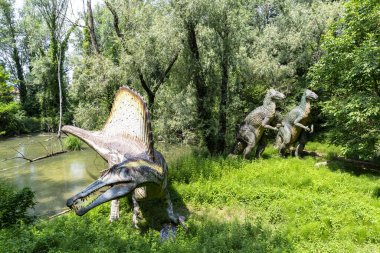 BUSSOLENGO, ITALY, 2019 July 20: lifesize reconstruction of a giant dinosaur in the Natura Viva Park, Bussolengo, Italy.